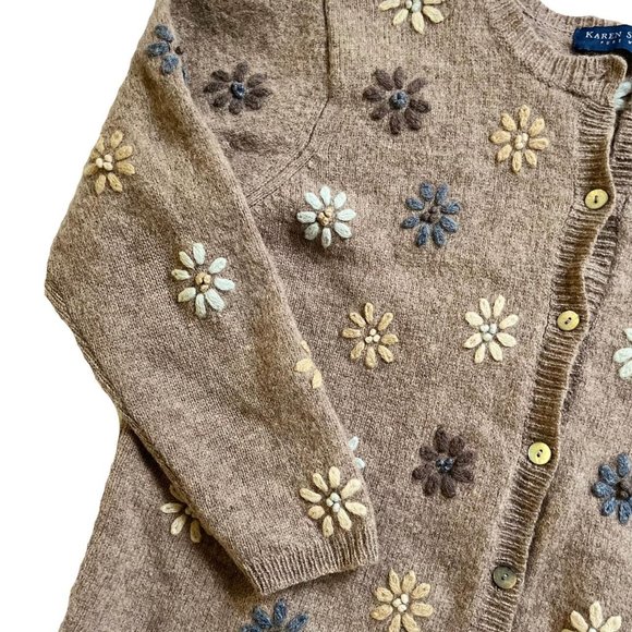 Karen Scott Floral Wool Sweater - Picture 2 of 2